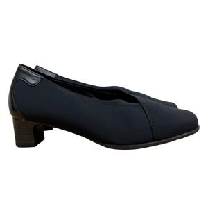 Theresia M Lenl Classic‎ Pump Fabric Upper Low Block Heel Black Women Size 8.5.